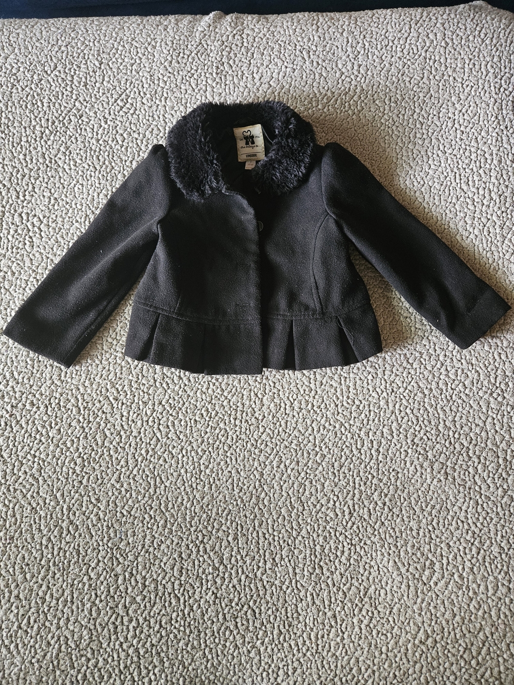 Gymboree Black Peplum Blazer with Faux Fur Collar